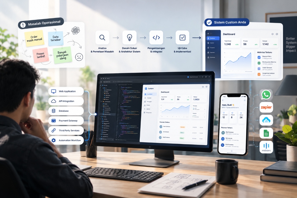 Custom Business System Development — ERP, CRM & Web Applications | Scalavia Scalavia Custom System Development — Root-Cause Operational Diagnosis, Custom ERP, CRM, Web Application, API Integration & Executive Dashboard