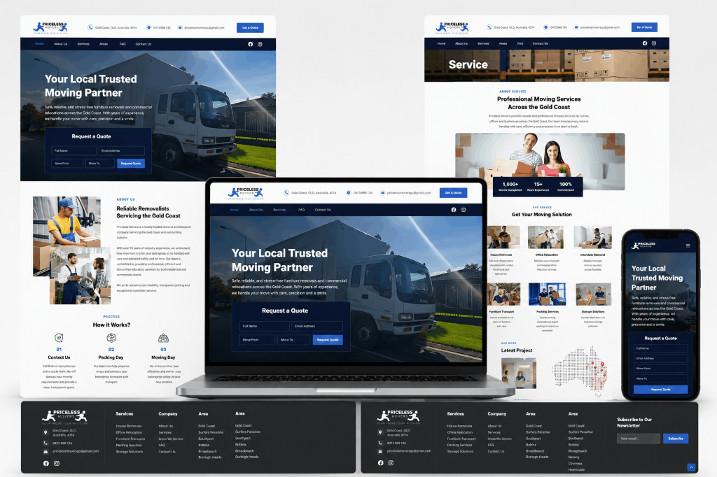 Portofolio Jasa Pembuatan Website Layanan Logistik & Pindahan Priceless Movers Australia — Scalavia Work Showcase