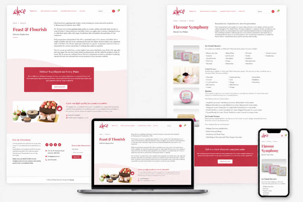 Portofolio Jasa Pembuatan Website Katalog F&B Glace Sydney Australia — Scalavia Work Showcase